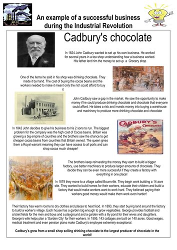 Case study of a business during the Industrial Revolution Cadburys chocolate
