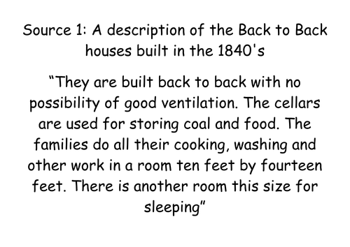 London in 1840 Living conditions sources