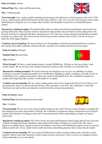 Mad about empires Hot seating activity