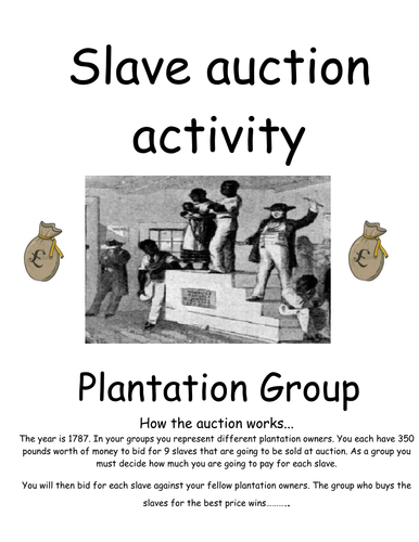 Slave auction activity packs