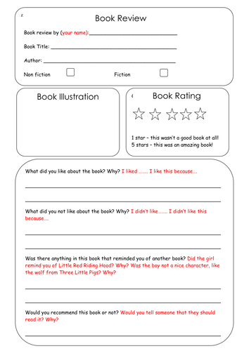 Book review template for kids image