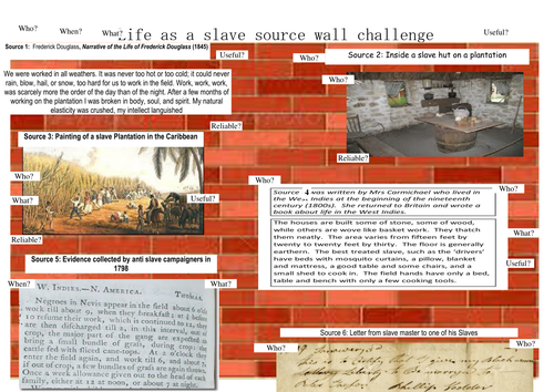 Life as a slave sources skills wall challenge