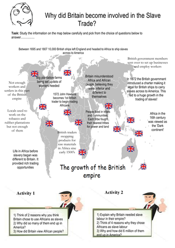 Why did Britain become involved in the Slave Trade worksheet