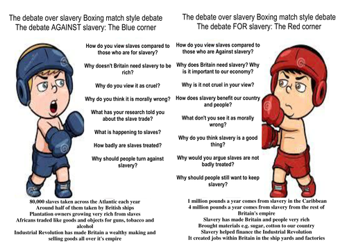 The debate for and against slavery boxing match debate