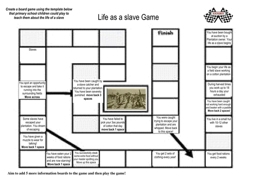 Life as a slave board game lower ability version