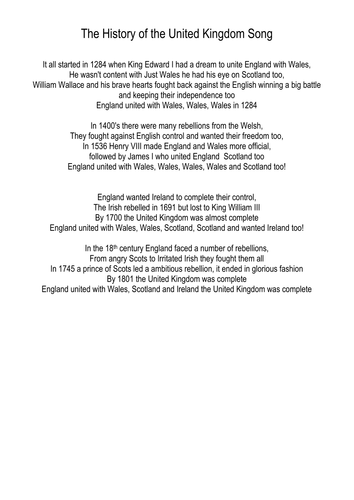 History of the United Kingdom song