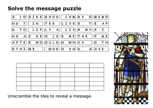 Solve the message puzzle from Alfred the Great