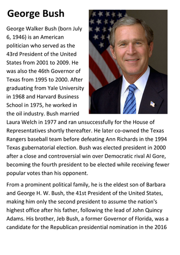 George W Bush Handout