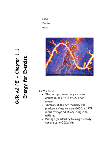 Energy for exercise work booklet Chapter 1.1 OCR A2 PE (2016 spec) REVISION BOOKLET