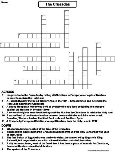 The Crusades Crossword Puzzle