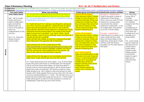 Year 3/4 Maths - Multiplication and Division