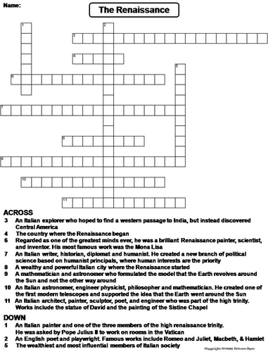The Renaissance Crossword Puzzle