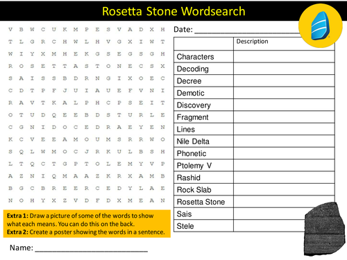 The Rosetta Stone Wordsearch Translate Literacy Starter Activity Homework Cover Lesson Plenary