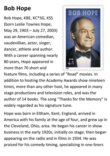 Bob Hope Handout