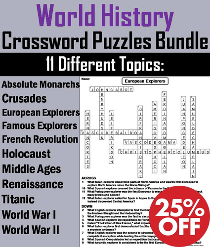 World History Crossword Puzzles Teaching Resources