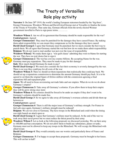Treaty of Versailles Role play activity