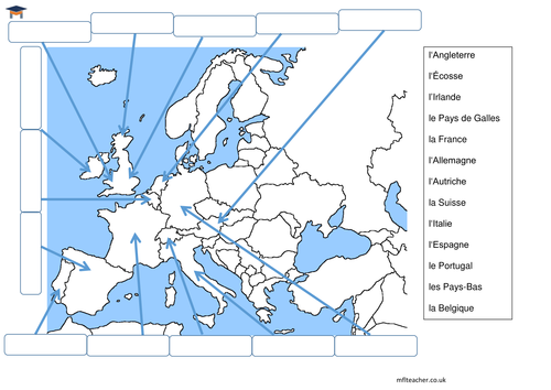 French - Label The Countries In Europe | Teaching Resources