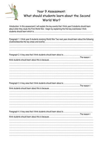 Year 9 Assessment Causes of World War Two