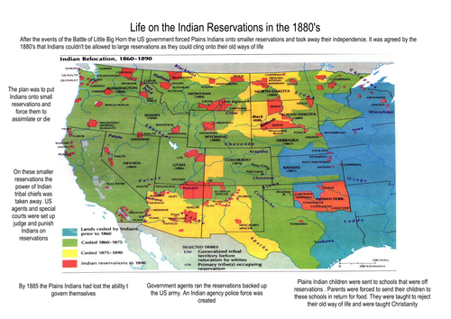 Life on Indian Reservations in the 1880's worksheet American West