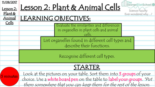 Aqa Trilogy Plant Animal Cells Teaching Resources