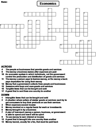Economics Crossword Puzzle