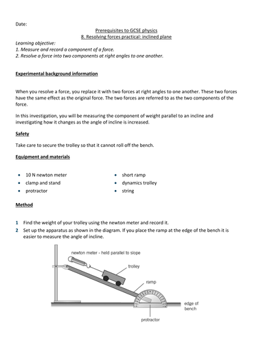 Resolving forces practical