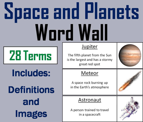 Space and the Solar System Word Wall Cards