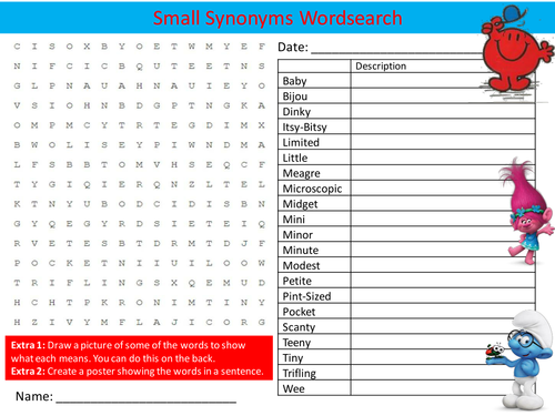 Small homework synonym image