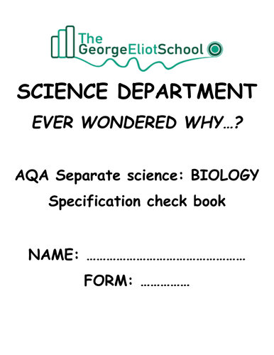 AQA Separate science biology student specification check list