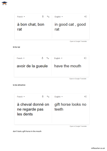 French - Google Translate does idioms