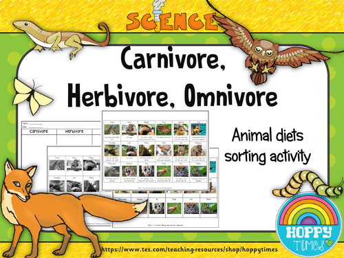 worksheet animal out cut Carnivore, hoppytimes Herbivore, by Omnivore Activity