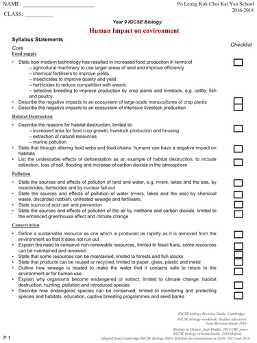 IGCSE Human and Environment