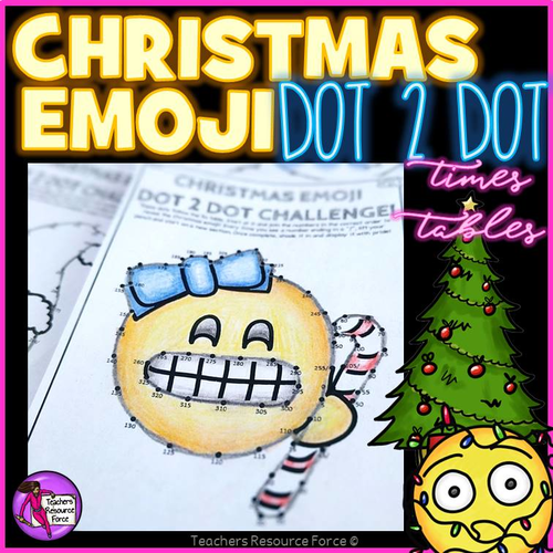 Christmas Maths: Dot to Dot Times Tables Emoji Theme - Differentiated Activities!