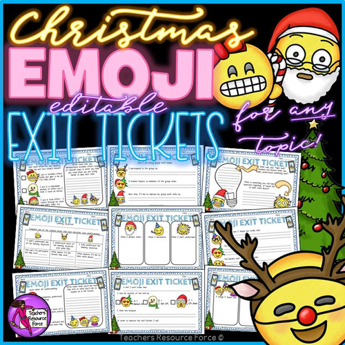 Christmas Emoji Exit Tickets - Editable (colour & black and white included)