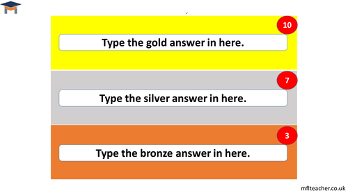 Bronze, Silver, Gold Translation template (whole class)