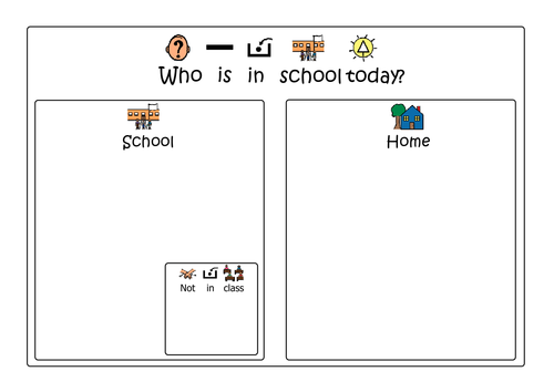 Who is in school today? - Visual poster for children with Autism