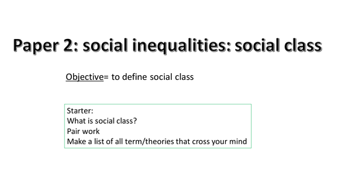 OCR New A LEVEL SOCIOLOGY- understanding social inequalities: Social class