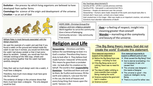Religion and life knowledge organiser