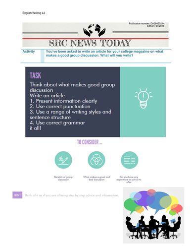 Functional Skills Level 2 Writing activities.