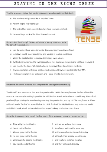 Staying in the right tense worksheet