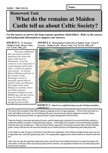 What do the remains at Maiden Castle tell us about Celtic society?