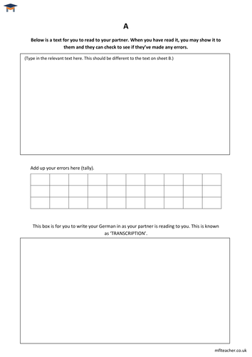 German - Transcription pairwork template