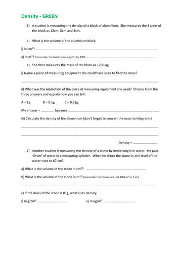 Particle model of matter GCSE SOW