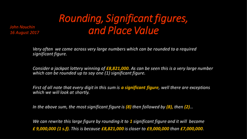 Rounding,Significant figures and Place Value