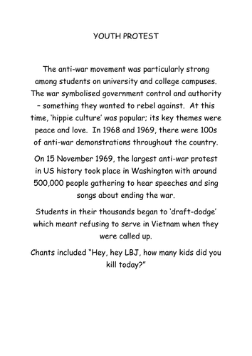 AQA 8145 Conflict and tension in Asia: Why did protests increase against Vietnam in the 1970s