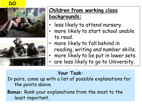 AS Sociology Education - Class Differences in Achievement - External Factors