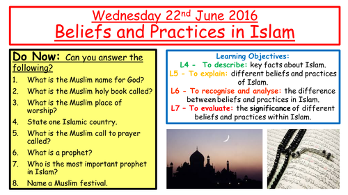KS3 Islam Lesson - Beliefs and Practices