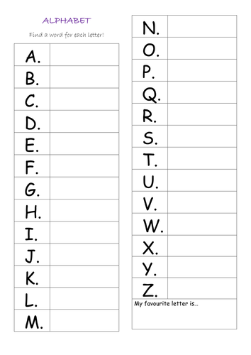 My Alphabet Words That I Like Teaching Resources