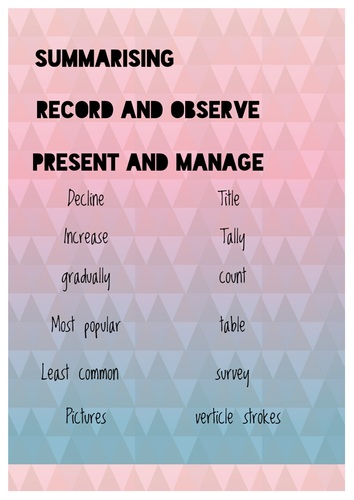 Maths Data handling card match activity