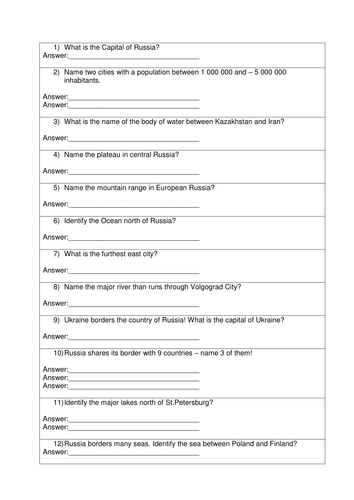 Russia. A fully resourced and differentiated SOW.